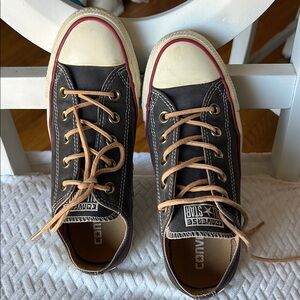 Converse Black and Tan Sneakers with Lace-Up Design
